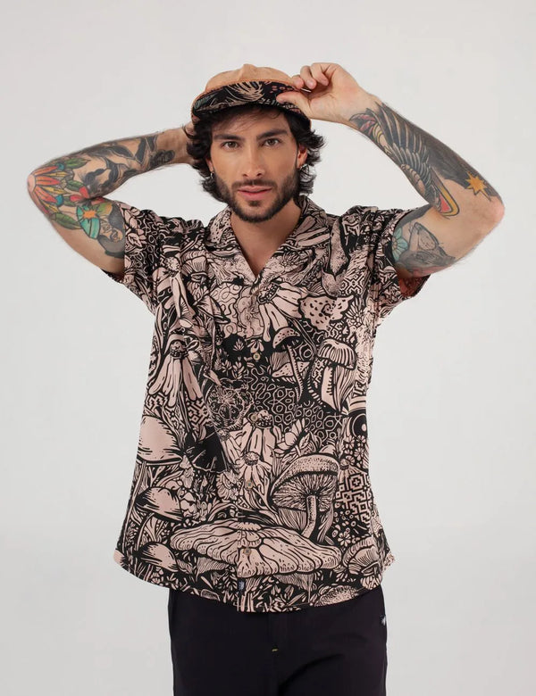 Landsky Coral Men's Short Sleeve Sport Collar Shirt