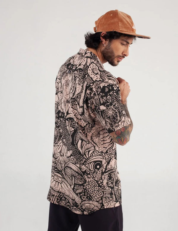 Landsky Coral Men's Short Sleeve Sport Collar Shirt