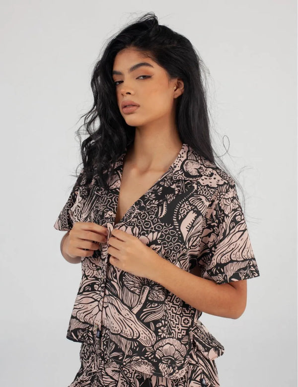 Set Landsky Shirt Collar Sport Short Sleeve Coral Woman