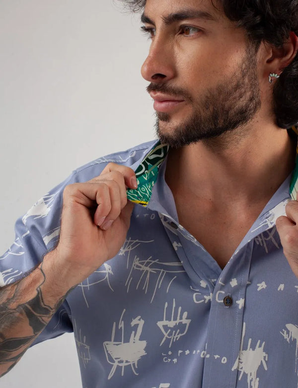 Le Panto Regular Fit Light Blue Shirt Men