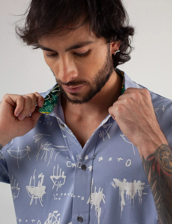 Le Panto Regular Fit Light Blue Shirt Men