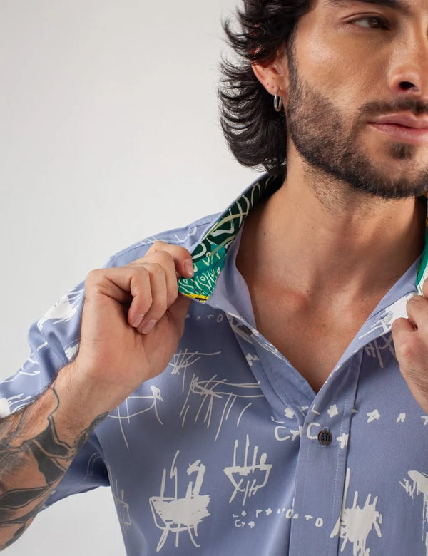 Le Panto Regular Fit Light Blue Shirt Men