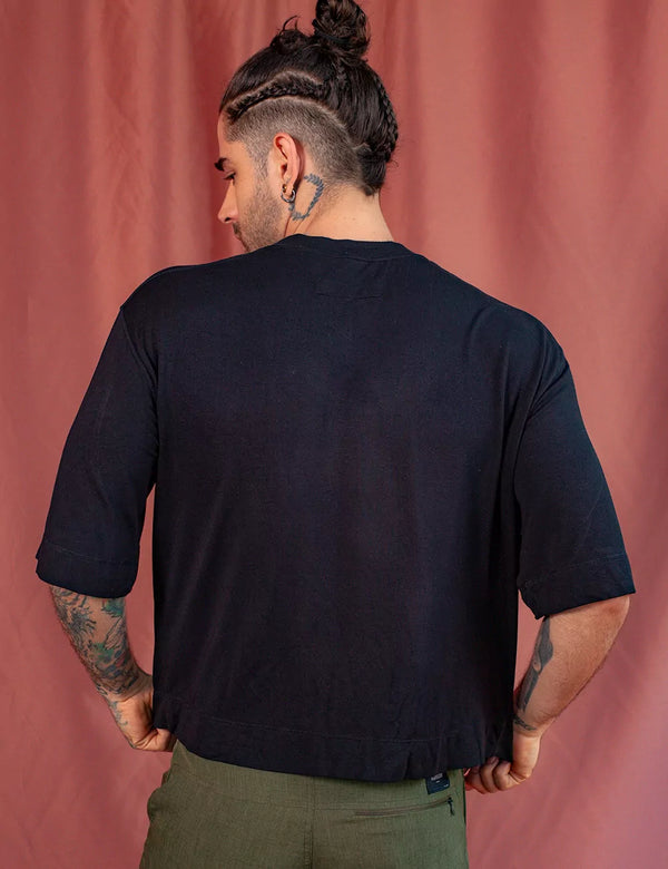 UFO Cropped Unisex Oversize black T-shirt