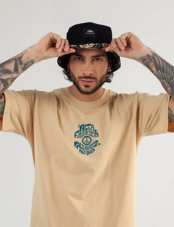 High Frequency Men's Oversized Sand T-Shirt