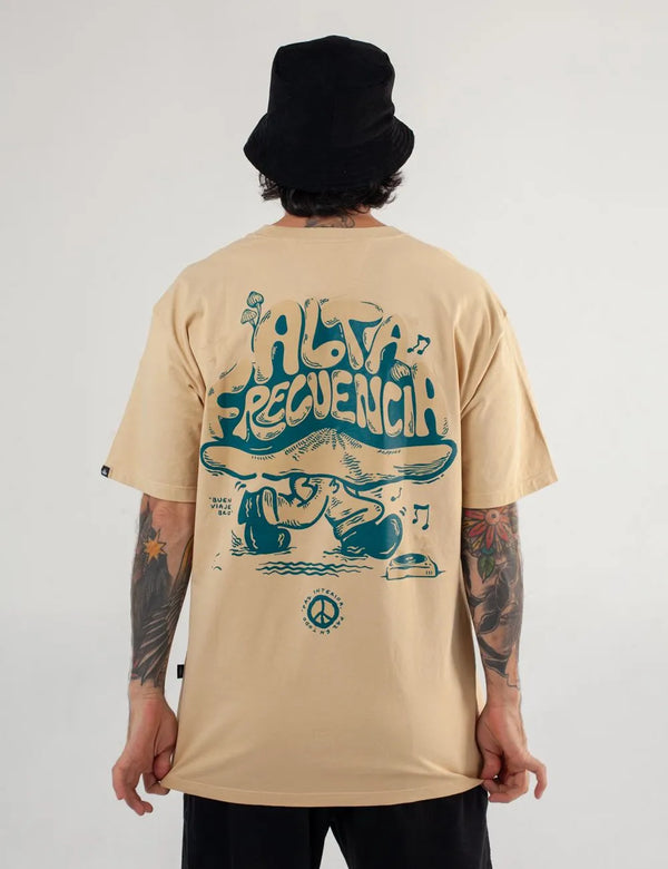High Frequency Men's Oversized Sand T-Shirt