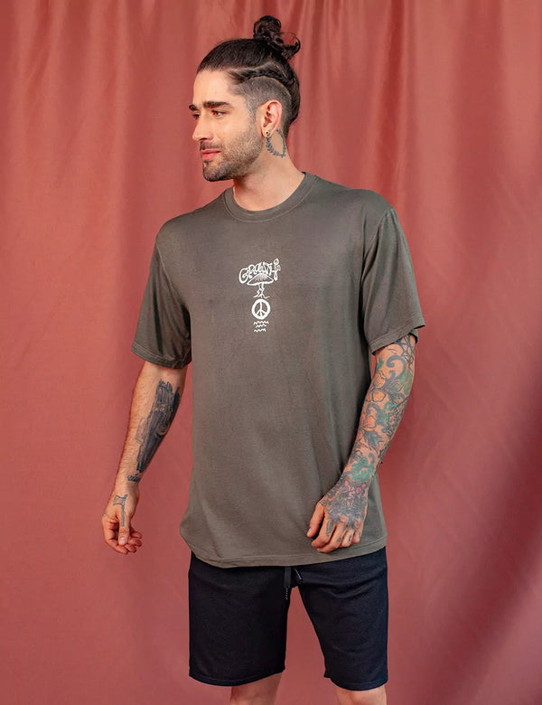 Growth Unisex Oversize Military Green T-Shirt