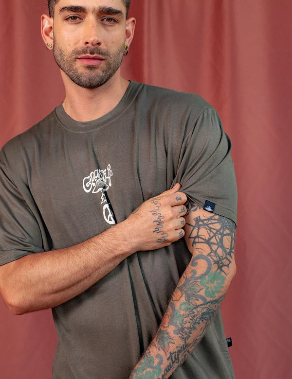 Growth Unisex Oversize Military Green T-Shirt