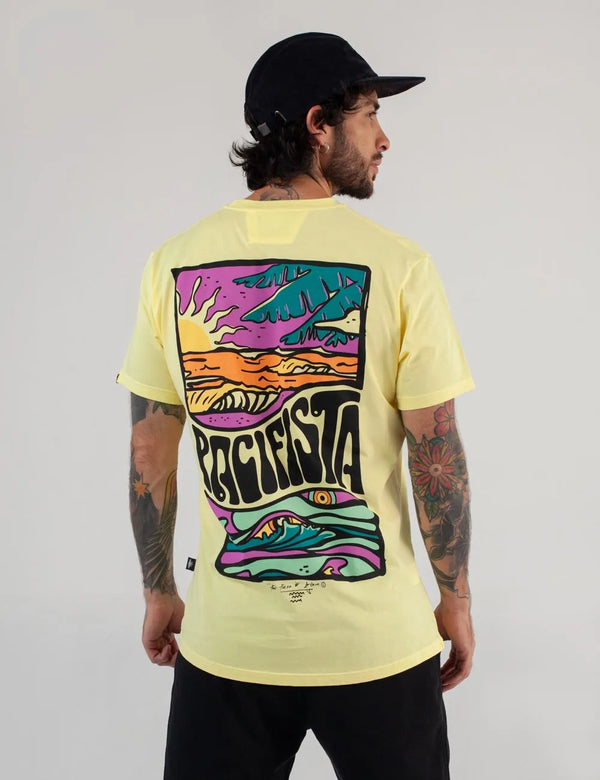 Pacifista Men's Regular Fit Yellow T-Shirt