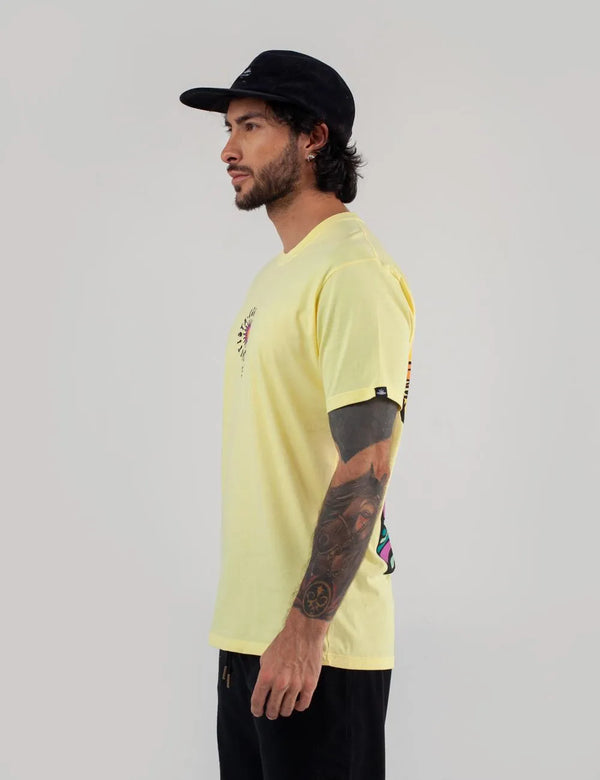 Pacifista Men's Regular Fit Yellow T-Shirt