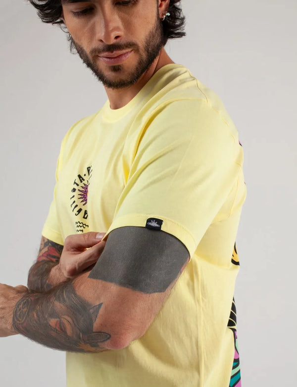 Pacifista Men's Regular Fit Yellow T-Shirt