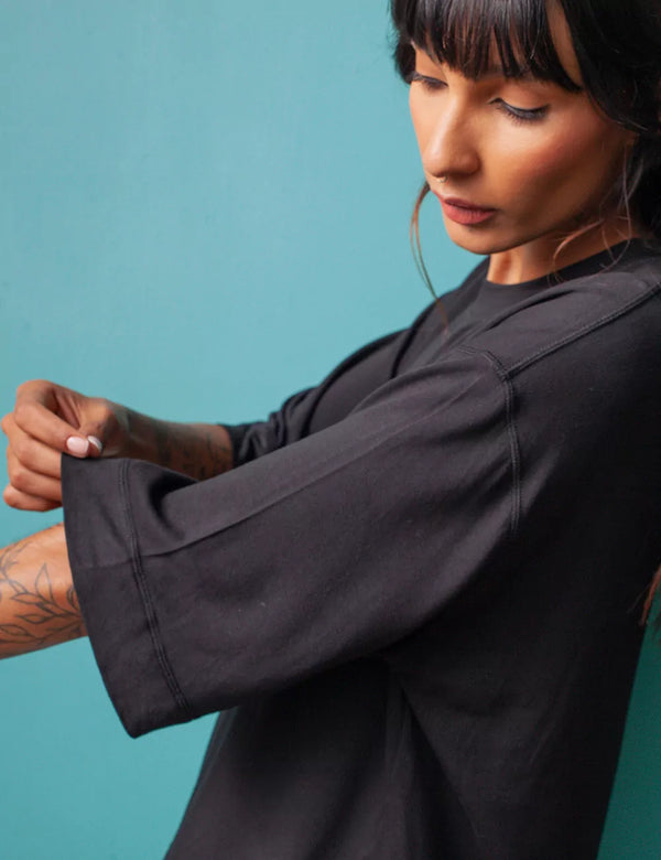 UFO black Cropped Oversize Unisex T-shirt