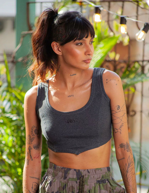 Peaceful Women´s Gray Crop Top