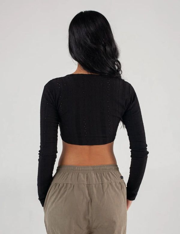 Net black Crop Top Long Women´s Sleeve