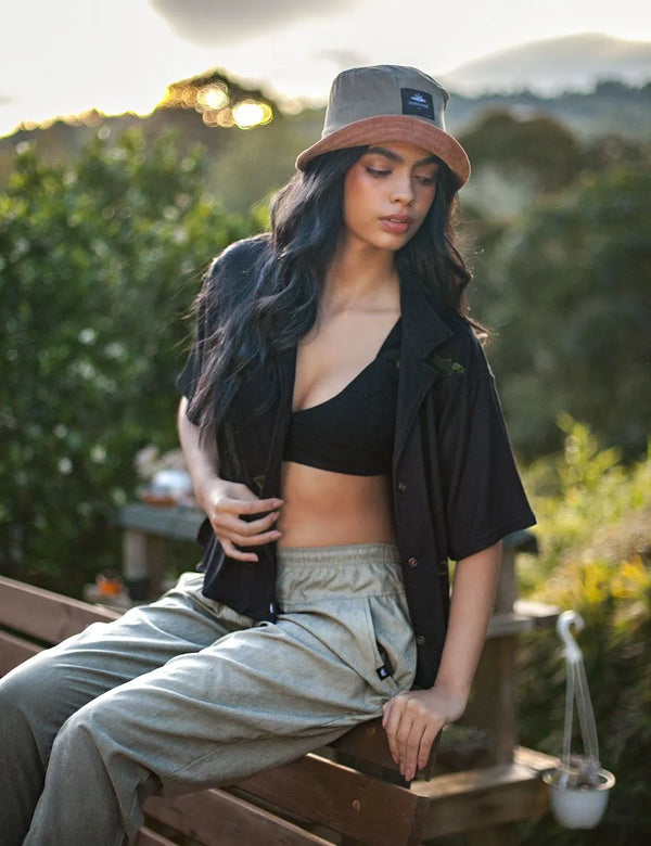 Fisher Hat Duplex pistachio + coffee Unisex