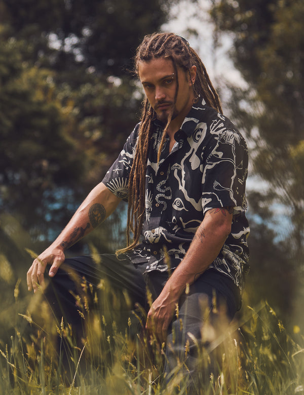 Regular Fit Chacras Shirt Black + Ecru Men