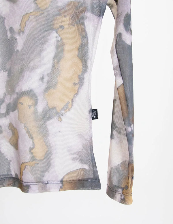 Butterfly Long Sleeve Mesh Military Green Women´s Crop Top