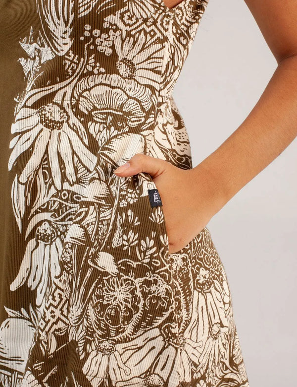 Bioma High Women Neck Short Green Military Dress