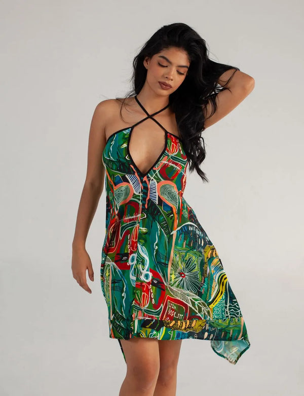 Yagé Multicolor Women Cross Strap Dress